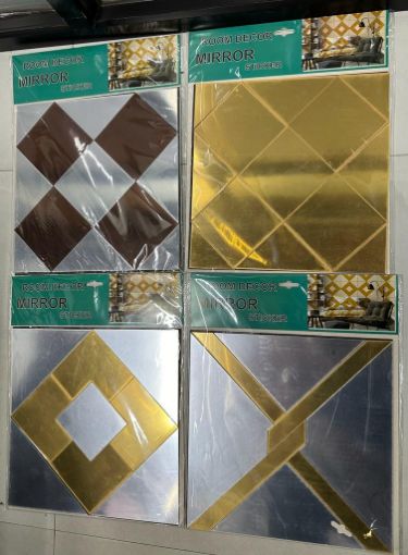 Picture of ACRYLIC MIRROR WALL STICKER  Mirror Acrylic Plastic Sheet self Adhesive Wall Sticker  Golden Mirror Stickers for Wall